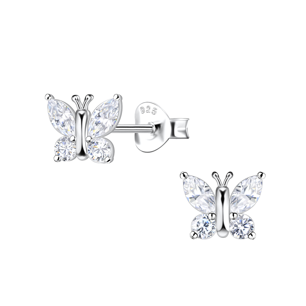 Wholesale Sterling Silver Butterfly Ear Studs - JD21876