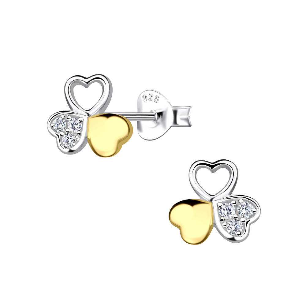 Wholesale Sterling Silver Triple Heart Ear Studs - JD24512