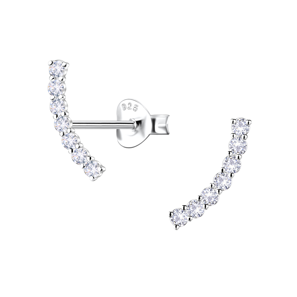 Wholesale Sterling Silver Curved Ear Studs - JD24489
