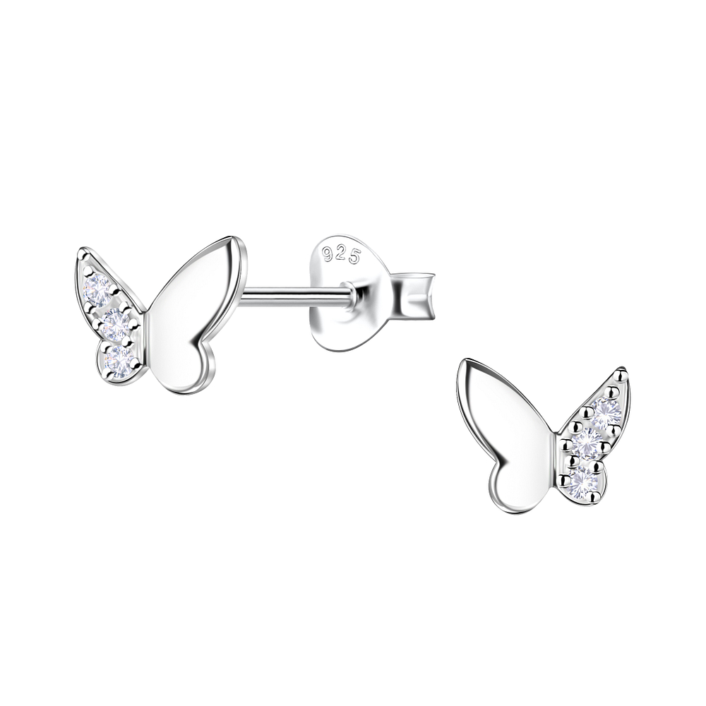 Wholesale Sterling Silver Butterfly Ear Studs - JD24423