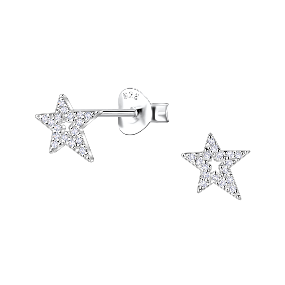 Wholesale Sterling Silver Star Ear Studs - JD24478