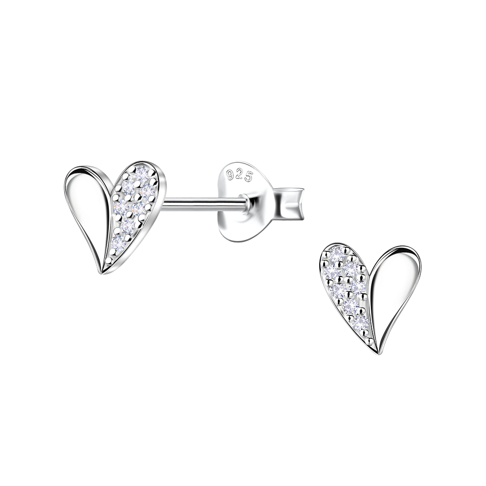 Wholesale Sterling Silver Heart Ear Studs - JD24431