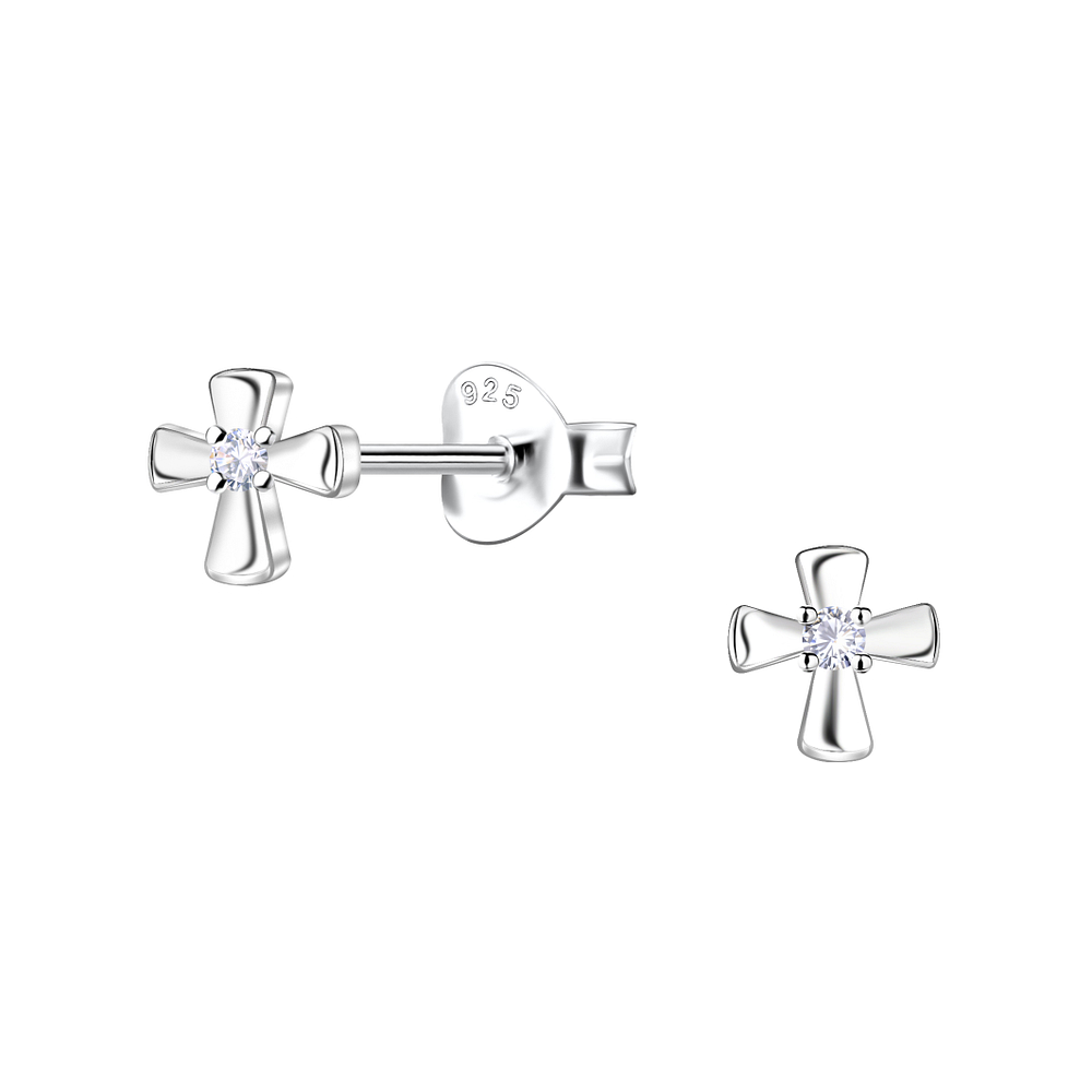 Wholesale Sterling Silver Cross Ear Studs - JD24433