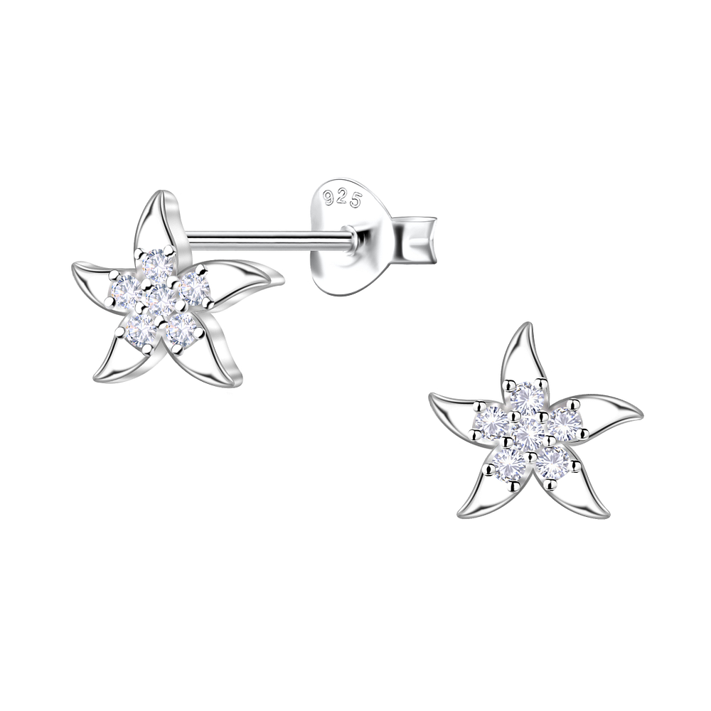 Wholesale Sterling Silver Starfish Ear Studs - JD24482