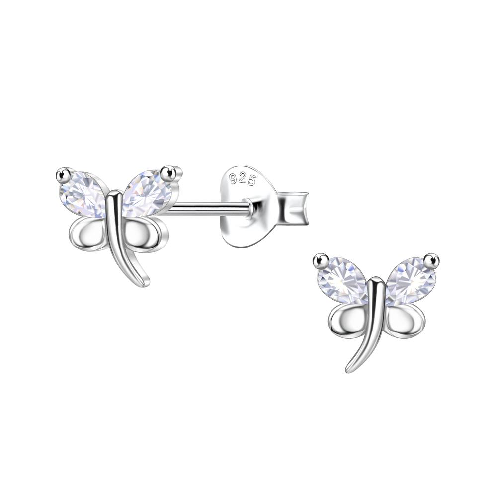 Wholesale Sterling Silver Dragonfly Ear Studs - JD24484
