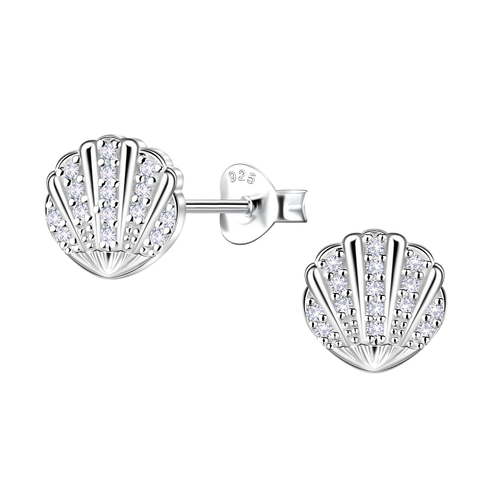 Wholesale Sterling Silver Shell Ear Studs - JD24308