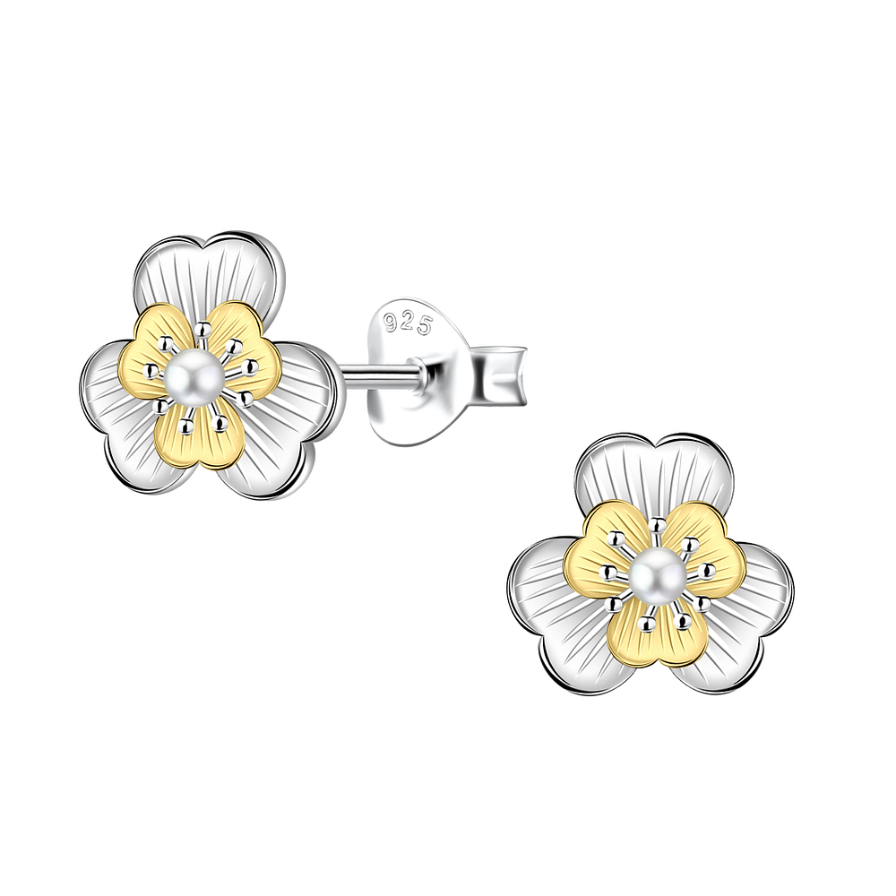 Wholesale Sterling Silver Flower Ear Studs - JD24535