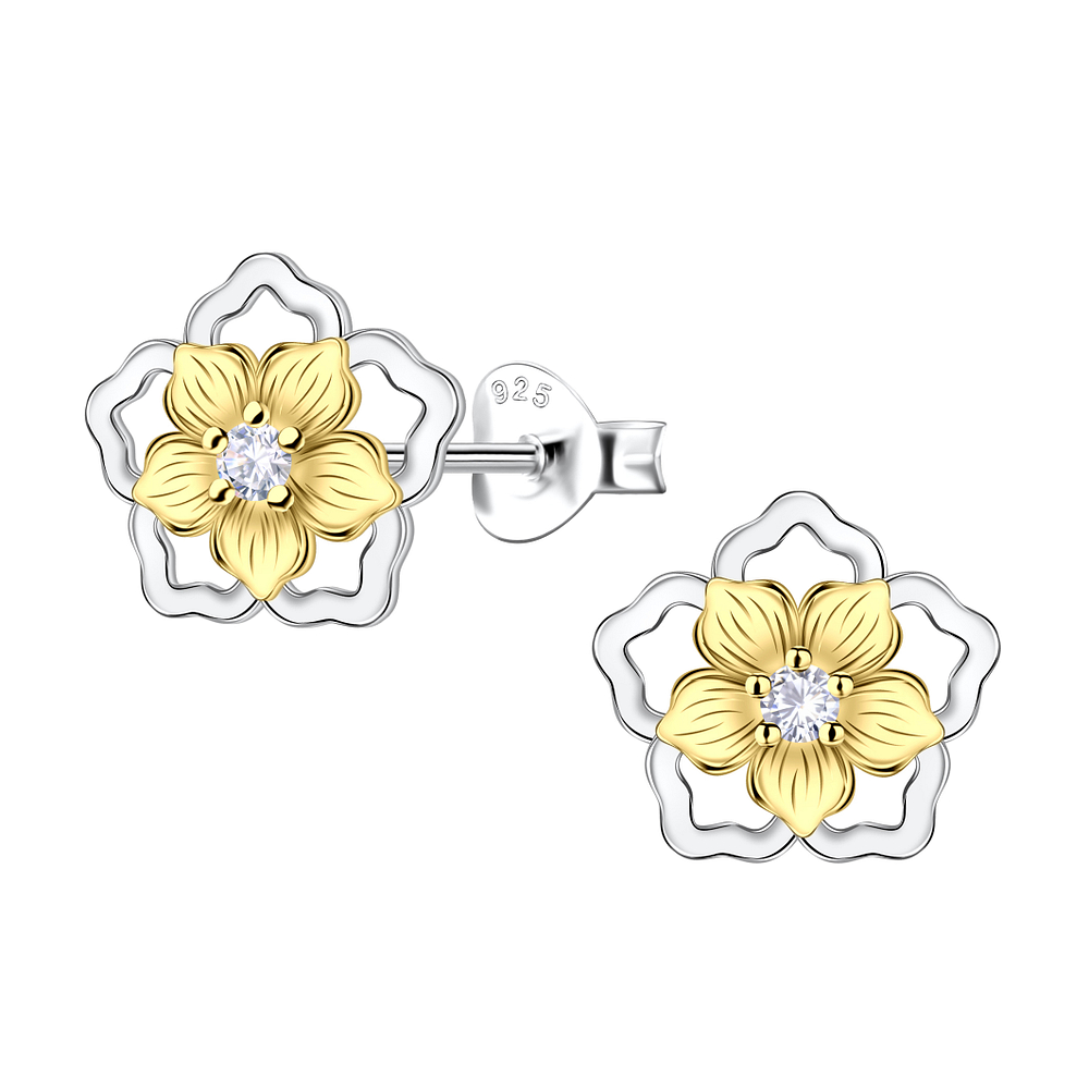 Wholesale Sterling Silver Flower Ear Studs - JD24536