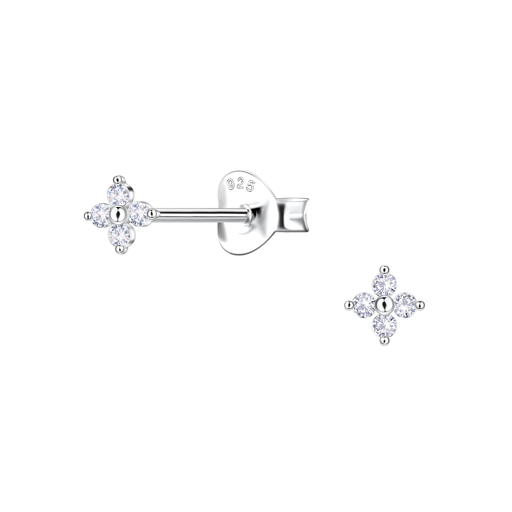 Wholesale Sterling Silver Flower Ear Studs - JD23177