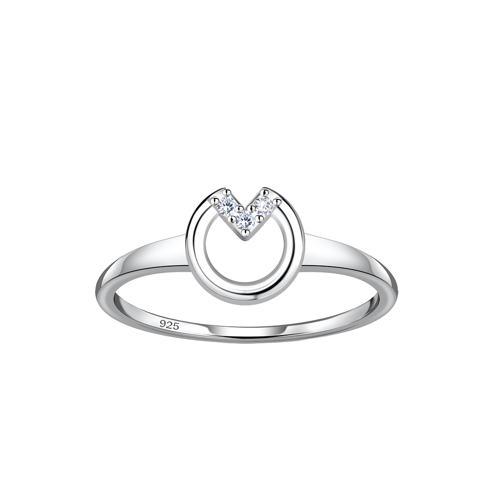 Wholesale Sterling Silver Circle V Ring - JD24106