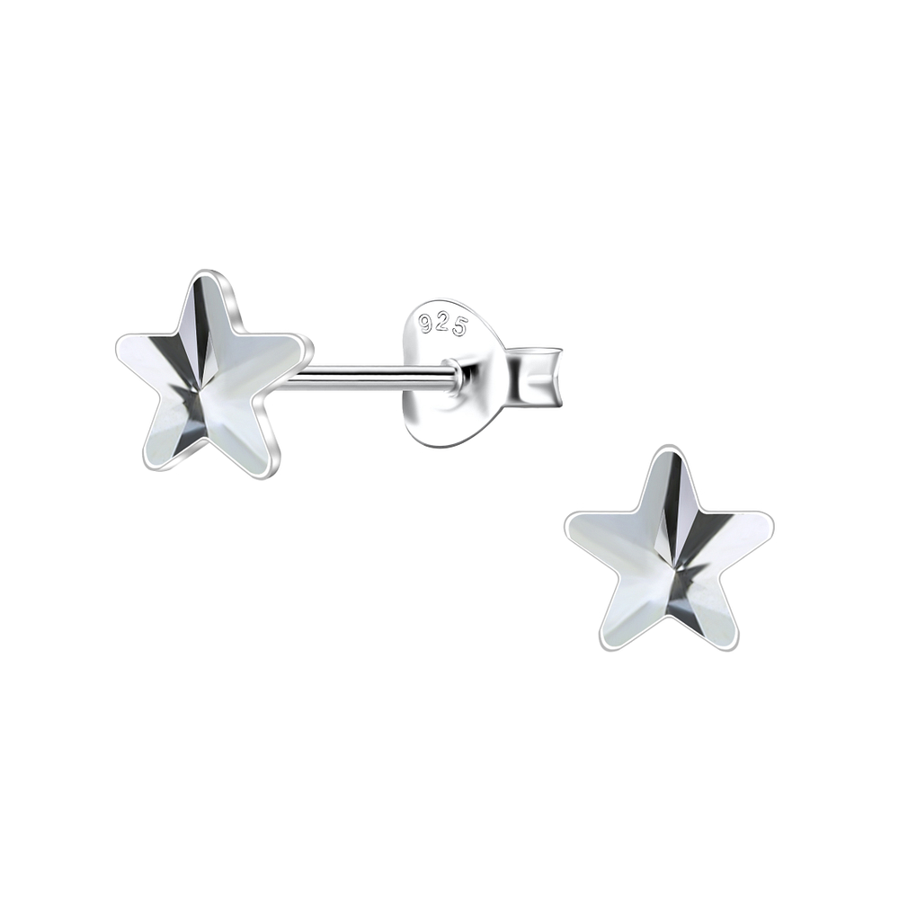 Wholesale 5mm Star Crystal Sterling Silver Ear Studs - JD24736