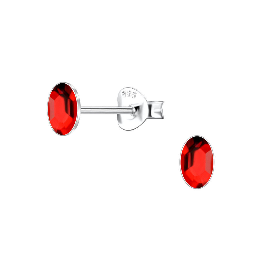 Wholesale 3x5mm Oval Crystal Sterling Silver Ear Studs - JD24733