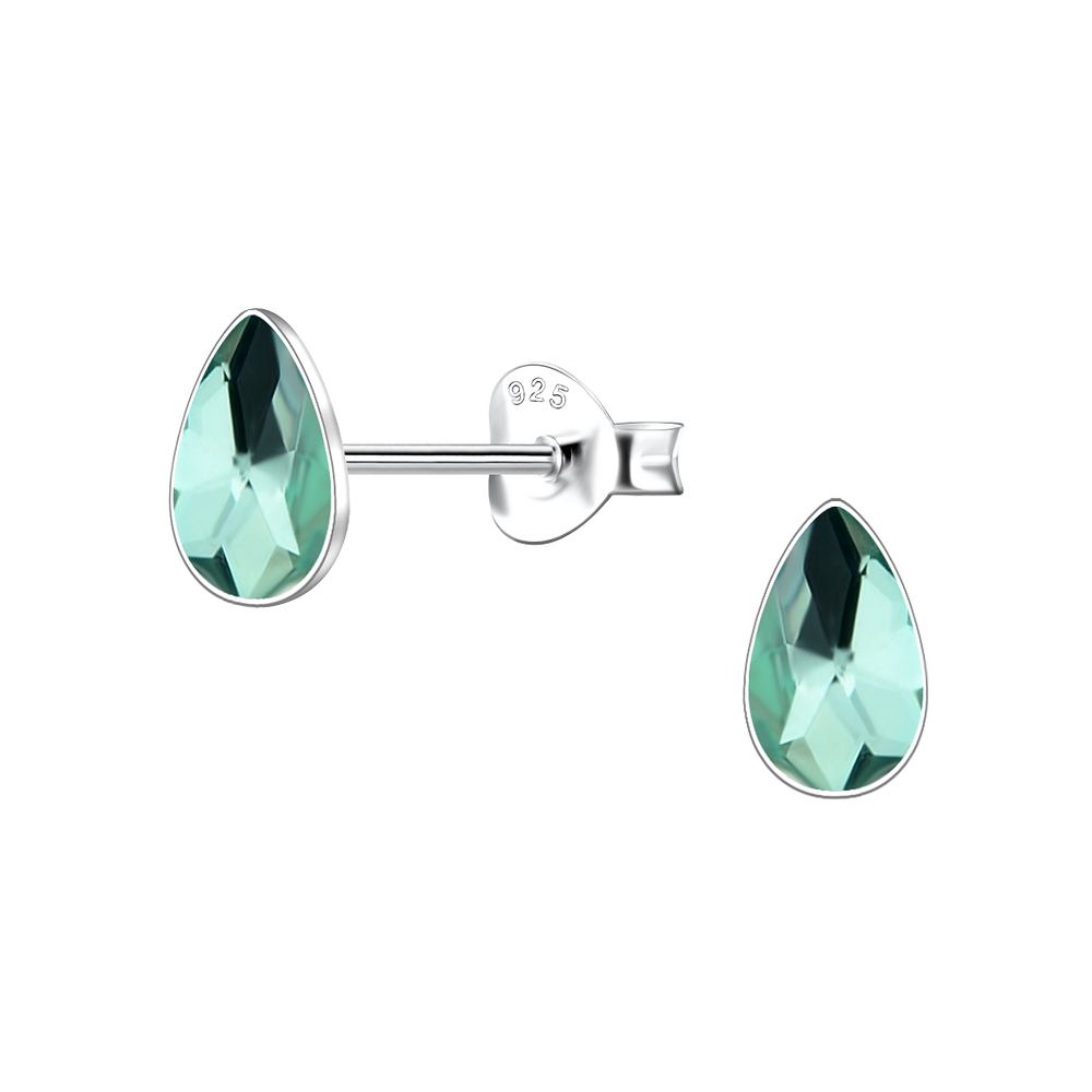 Wholesale 3x5mm Pear Crystal Sterling Silver Ear Studs - JD24732