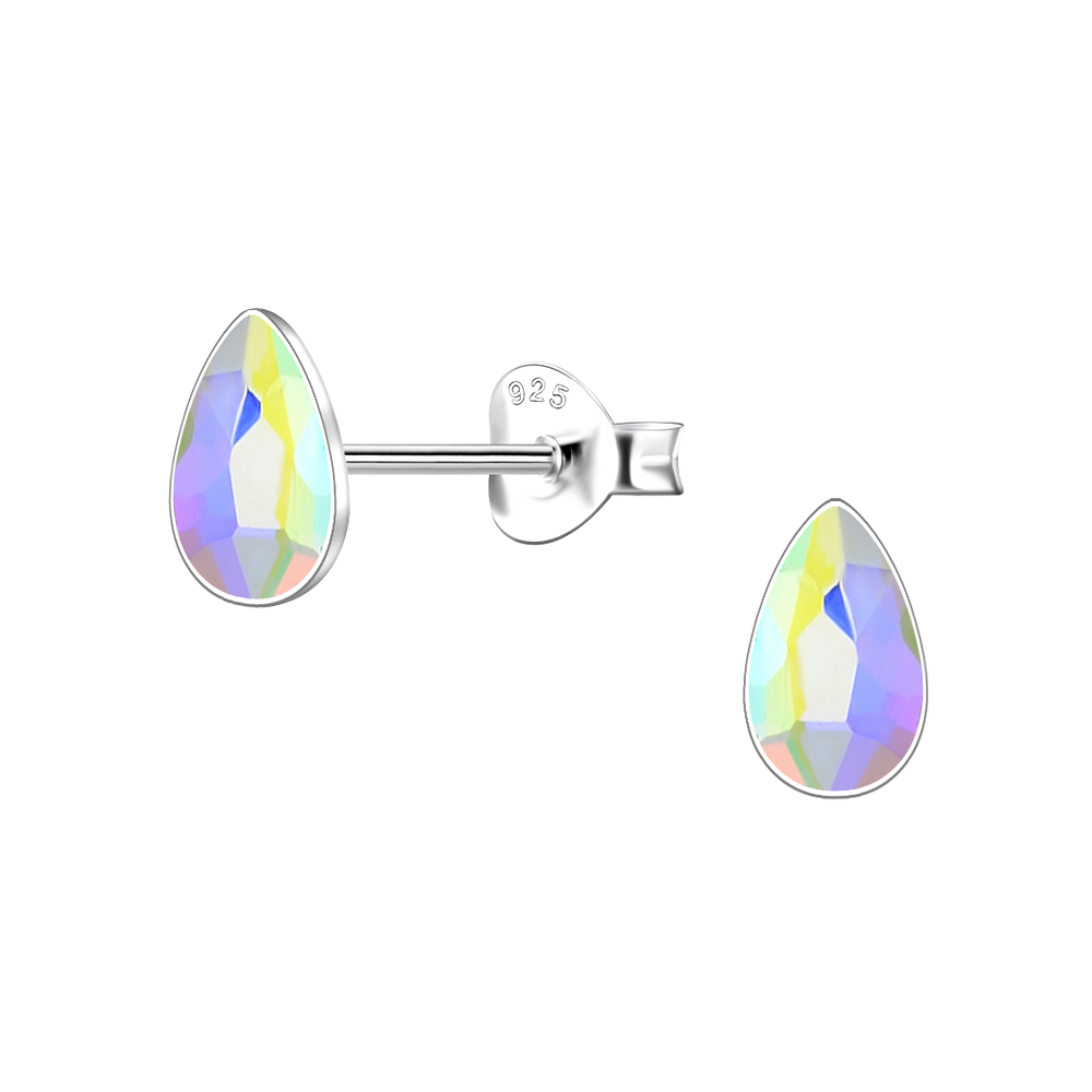 Wholesale 3x5mm Pear Crystal Sterling Silver Ear Studs - JD24732