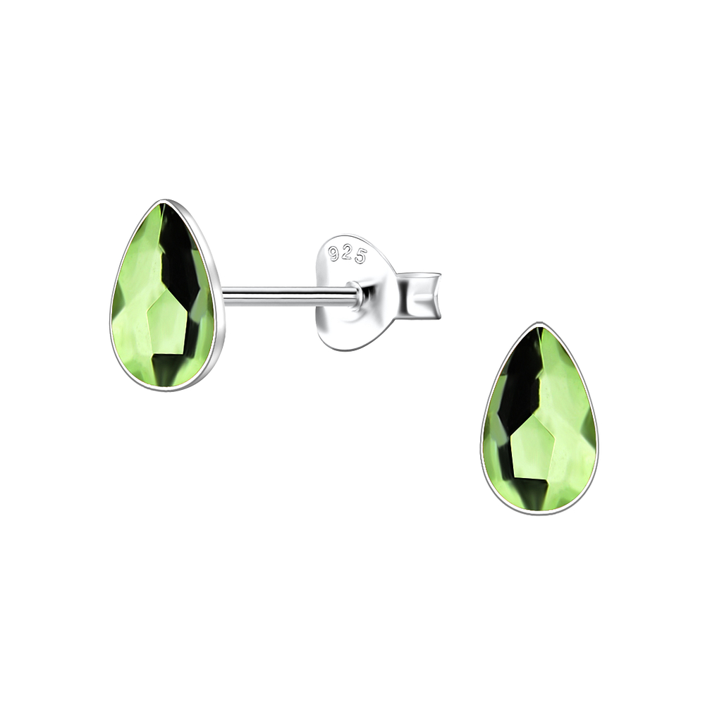 Wholesale 3x5mm Pear Crystal Sterling Silver Ear Studs - JD24732