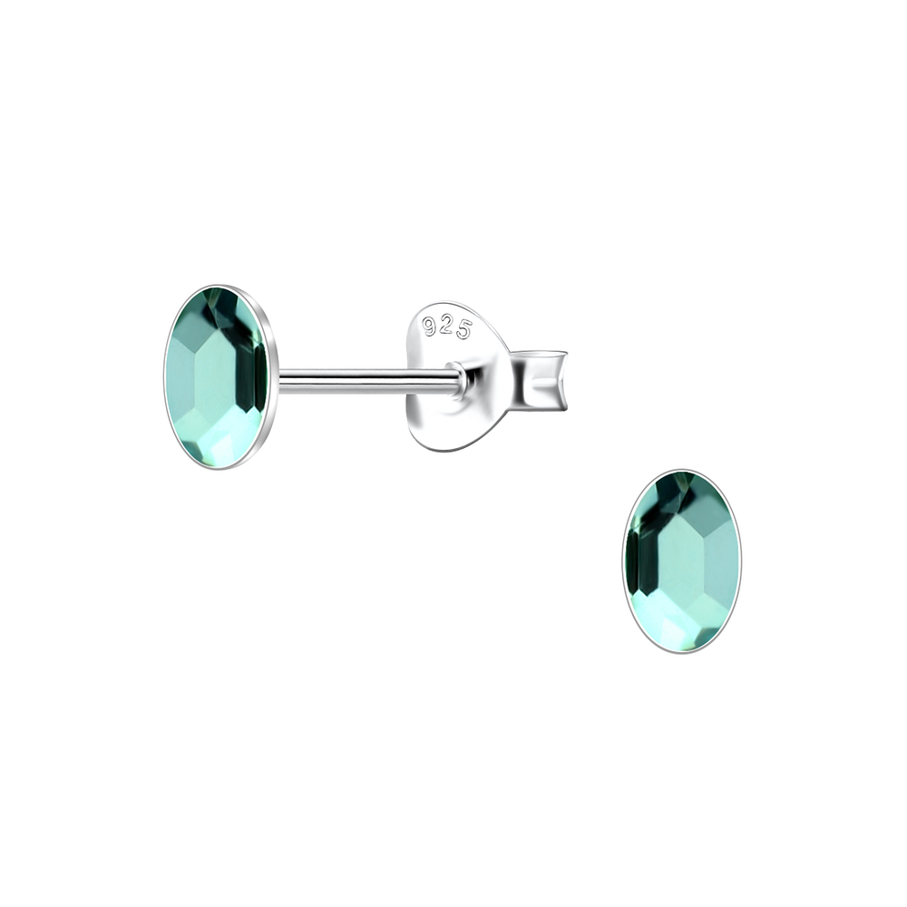 Wholesale 3x5mm Oval Crystal Sterling Silver Ear Studs - JD24733