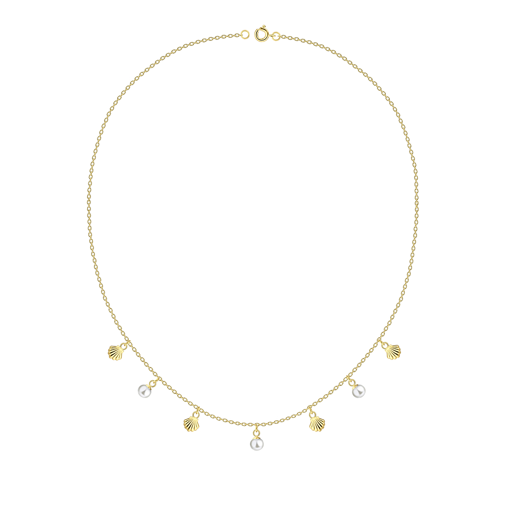 Wholesale Sterling Silver Shell Necklace with 4mm Freshwater Pearl - JD25143