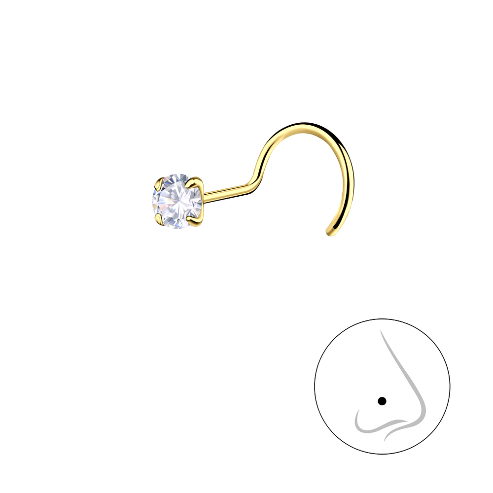 Wholesale 3mm Round Cubic Zirconia Sterling Silver Nose Spinner - JD25180