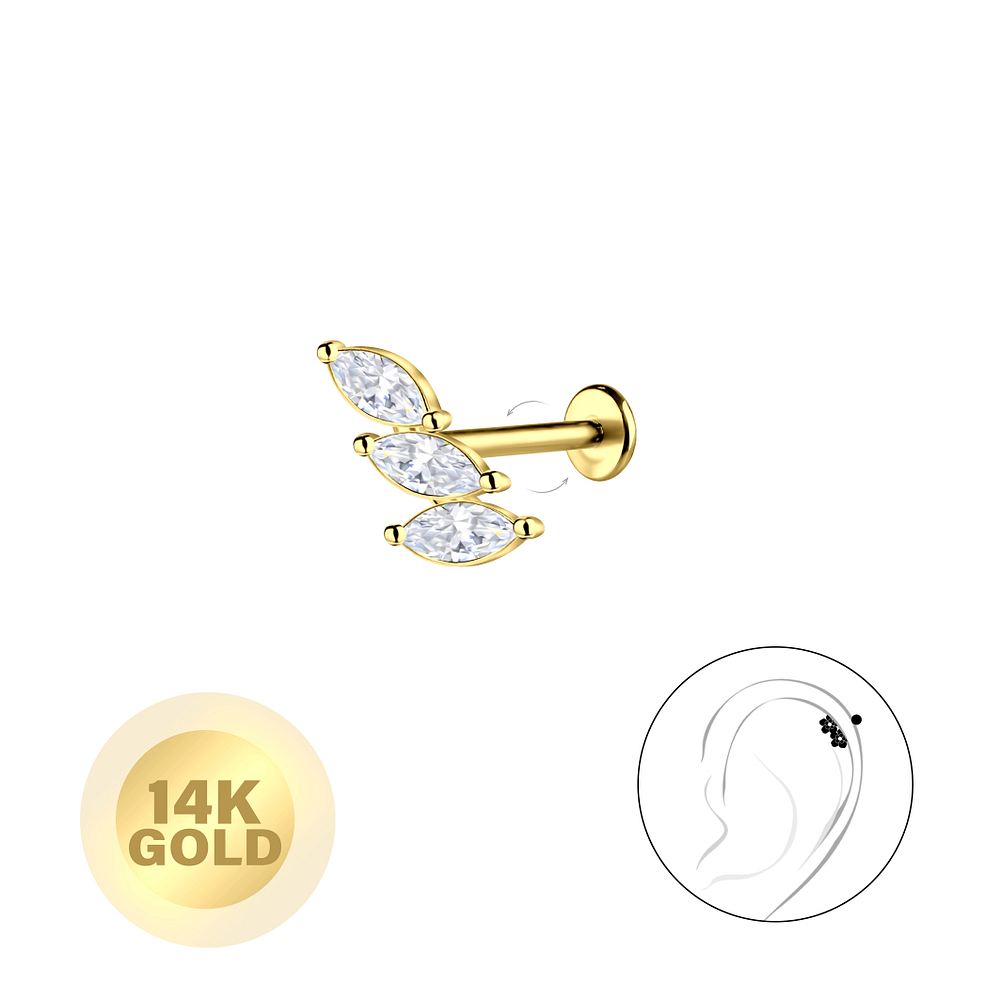 Wholesale 14ct Solid Gold - Geometric Labret with 3mm Disc - JD24679