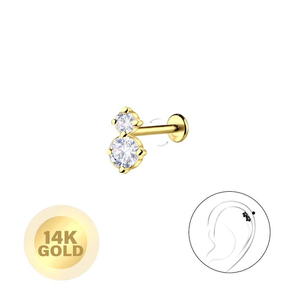 Wholesale 14ct Solid Gold - Geometric Labret with 3mm Disc - JD24687