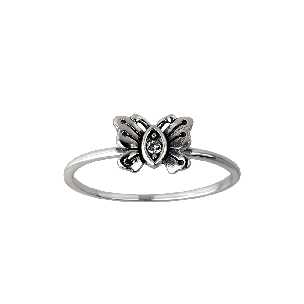 Wholesale Sterling Silver Butterfly Crystal Ring - JD26087