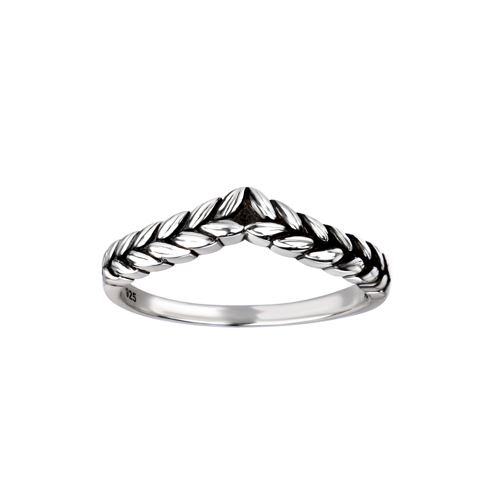 Wholesale Sterling Silver Chevron Braid Ring - JD26135