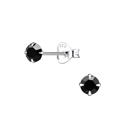 Wholesale 4mm Round Crystal Sterling Silver Ear Studs - JD1472