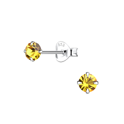 Wholesale 4mm Round Crystal Sterling Silver Ear Studs - JD1472
