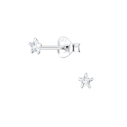 Wholesale 3mm Star Cubic Zirconia Sterling Silver Ear Studs - JD1347