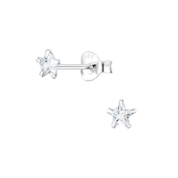 Wholesale 4mm Star Cubic Zirconia Sterling Silver Ear Studs - JD1348
