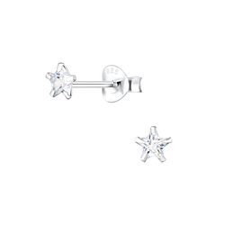 Wholesale 4mm Star Cubic Zirconia Silver Stud Earrings