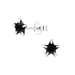 Wholesale 6mm Star Cubic Zirconia Sterling Silver Ear Studs - JD1349