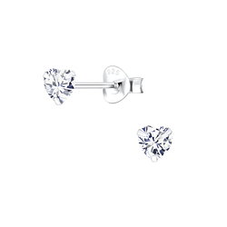 Wholesale 4mm Heart Cubic Zirconia Sterling Silver Ear Studs - JD1341