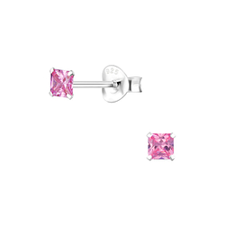 Wholesale 3mm Square Cubic Zirconia Sterling Silver Ear Studs - JD1330
