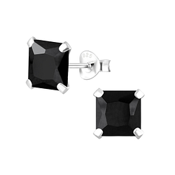 Wholesale 7mm Square Cubic Zirconia Sterling Silver Ear Studs - JD1335