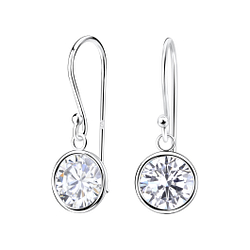 Wholesale 8mm Round Cubic Zirconia Sterling Silver Earrings - JD1983