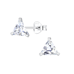 Wholesale 6mm Triangle Cubic Zirconia Sterling Silver Ear Studs - JD1981