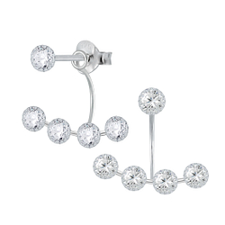 Wholesale Sterling Silver Round Cubic Zirconia Ear Studs - JD1291