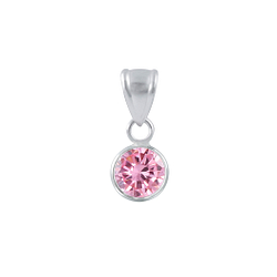 Wholesale 6mm Round Cubic Zirconia Sterling Silver Pendant - JD1958