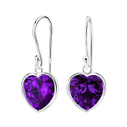 Wholesale 10mm Heart Cubic Ziconia Sterling Silver Earrings - JD2085