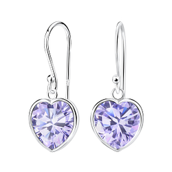 Wholesale 10mm Heart Cubic Ziconia Sterling Silver Earrings - JD2085