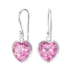 Wholesale 10mm Heart Cubic Zirconia Sterling Silver Earrings - JD2085 Wholesale 10mm Heart Cubic Zirconia Sterling Silver Earrings - JD2085