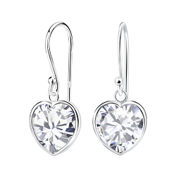 Wholesale 10mm Heart Cubic Ziconia Sterling Silver Earrings - JD2085