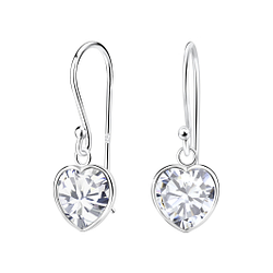 Wholesale 8mm Heart Cubic Zirconia Sterling Silver Earrings - JD2084