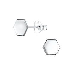 Wholesale Sterling Silver Hexagon Ear Studs - JD2041