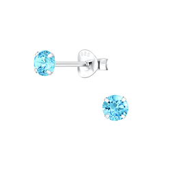 Wholesale 4mm Round Cubic Zirconia Sterling Silver Ear Studs - JD2191