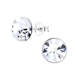 Wholesale 8mm Round Crystal Sterling Silver Ear Studs - JD2169