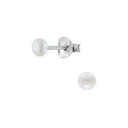 Wholesale 3mm Fresh Water Pearl Sterling Silver Ear Studs - JD2252