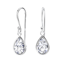 Wholesale 7x10mm Pear Cubic Zirconia Sterling Silver Earrings - JD2443