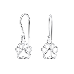Wholesale Sterling Silver Paw Print Earrings - JD2661